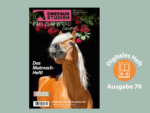 Titelbild, auf dem ein Haflinger zu sehen ist, der versucht, an einem Rosenstrauch zu knabbern
