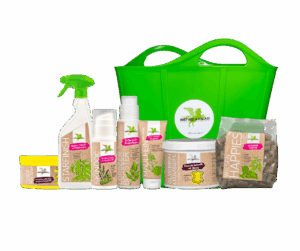 Korb mit Pflegeprodukten