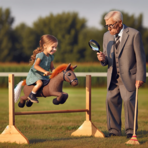 Bild: Dall.E. Wie man sieht, hat es auch die KI schwer, sich das Hobby-Horsing unter FN-Reglement vorzustellen....