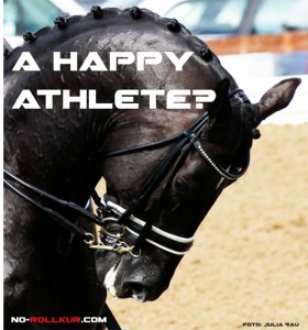 Bild von Totilas, wir er im Jhar 2012 in Hagen mit Rollkur abgeritten wird.